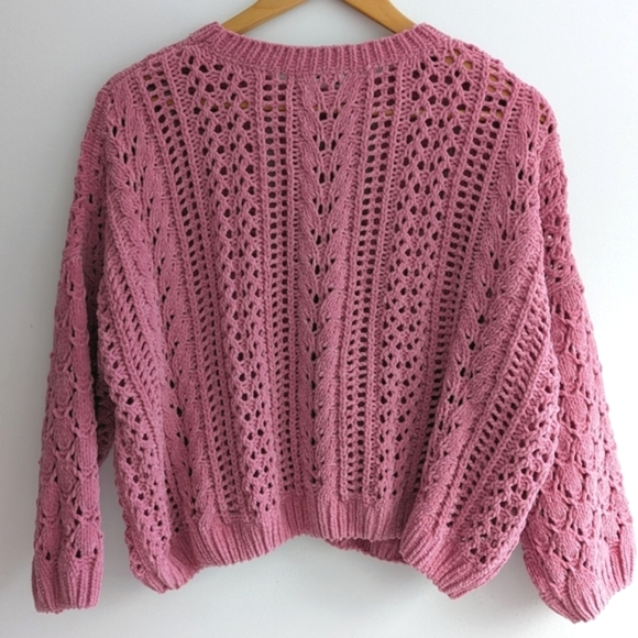 Forever 21 Fuzzy Open Knit Sweater Dusty Rose - Picture 6 of 7
